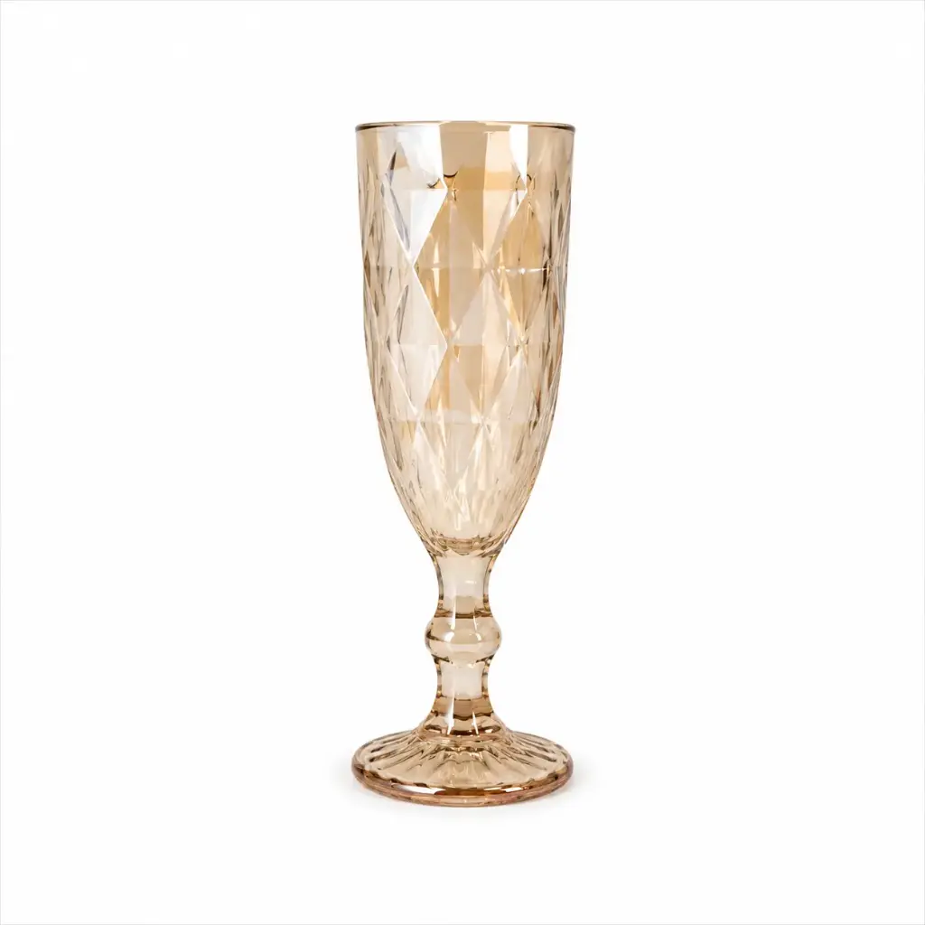 COPA VIDRIO CHAMPAGNE DIAMANTADO AMBAR 170ML ( DL21767 )