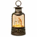 FAROL VINTAGE NAVIDEÑO SAGRADA FAMILIA C / NIEVE LUZ Y SONIDO 8.5 X 6 X 20CM E/CJ ( K1583 )
