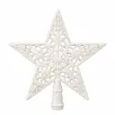 PUNTERO NAVIDEÑO ESTRELLA CALADA BLANCA GLITTER 15CM E/ CJ ( K1629 )