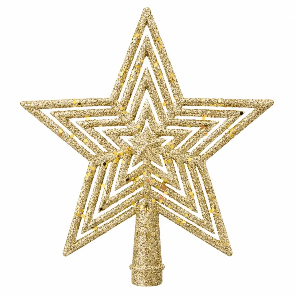 PUNTERO NAVIDEÑO ESTRELLA CONCENTRICA DORADA 15 X 17CM E/ BO ( K1630D )
