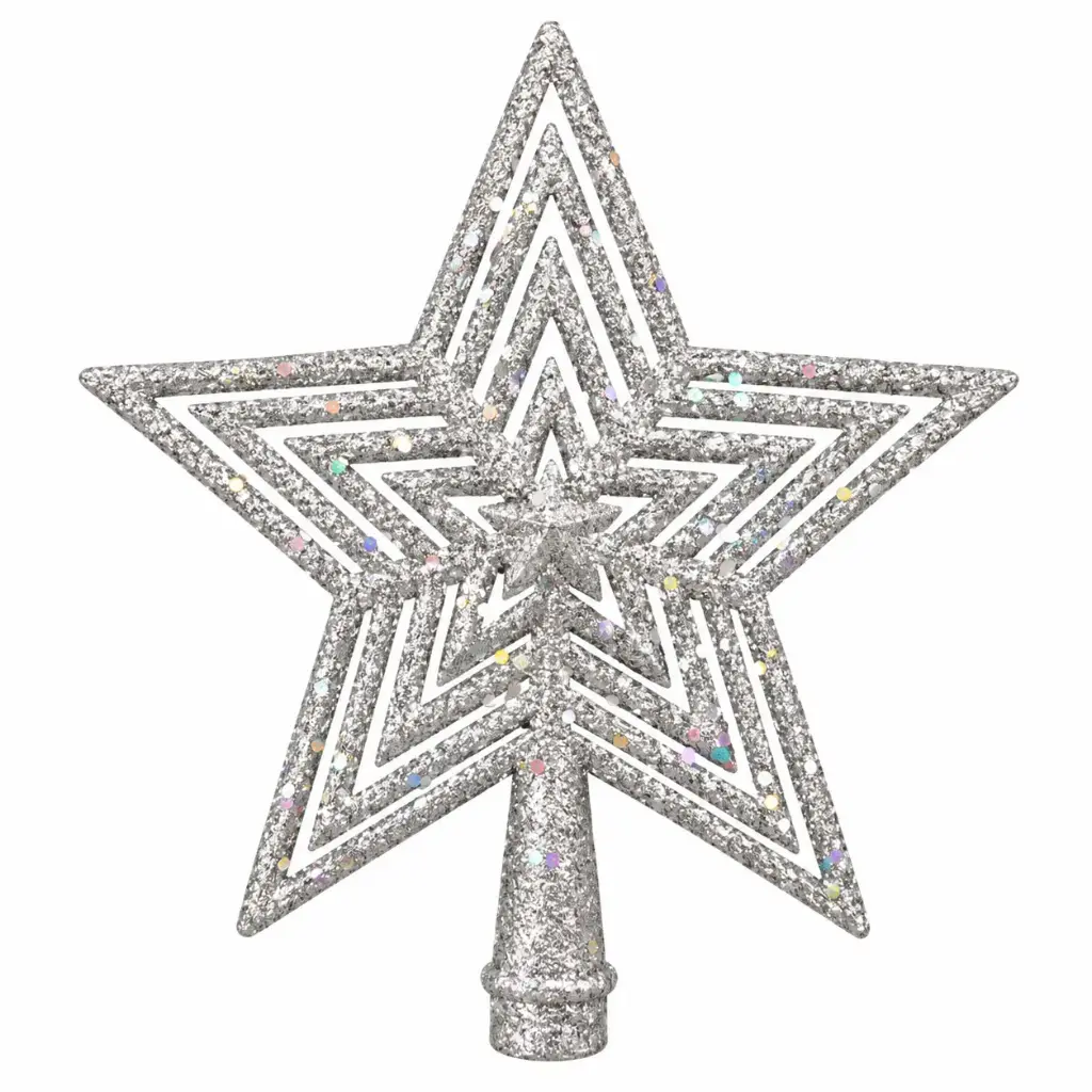 PUNTERO NAVIDEÑO ESTRELLA CONCENTRICA PLEATEADA 15 X 17CM E/ BO ( K1630P )