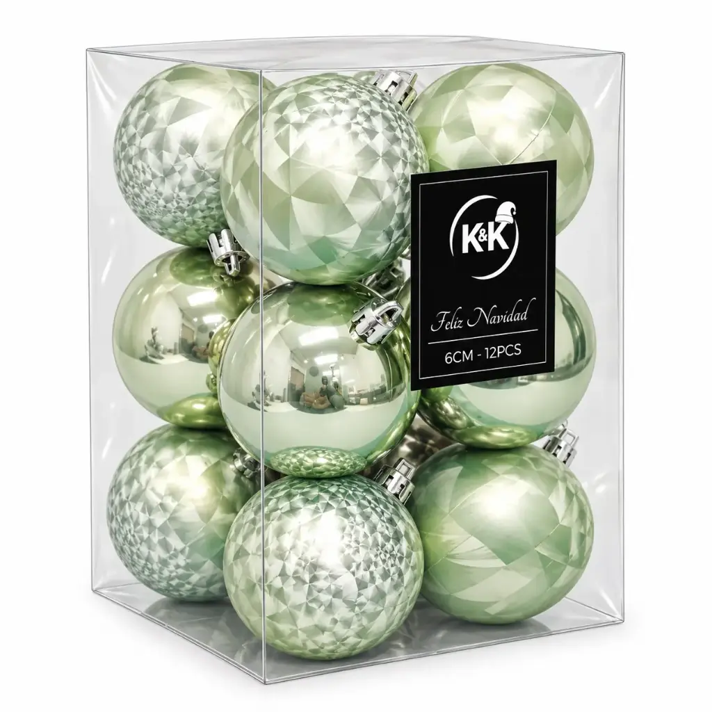 BOLA NAVIDEÑA VERDE 6CM X12 E/ CJ ( SKKM3104 )