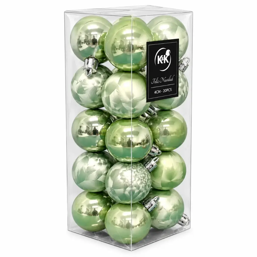 BOLA NAVIDEÑA VERDE 4CM X20 E/ CJ ( SKKM3102 )
