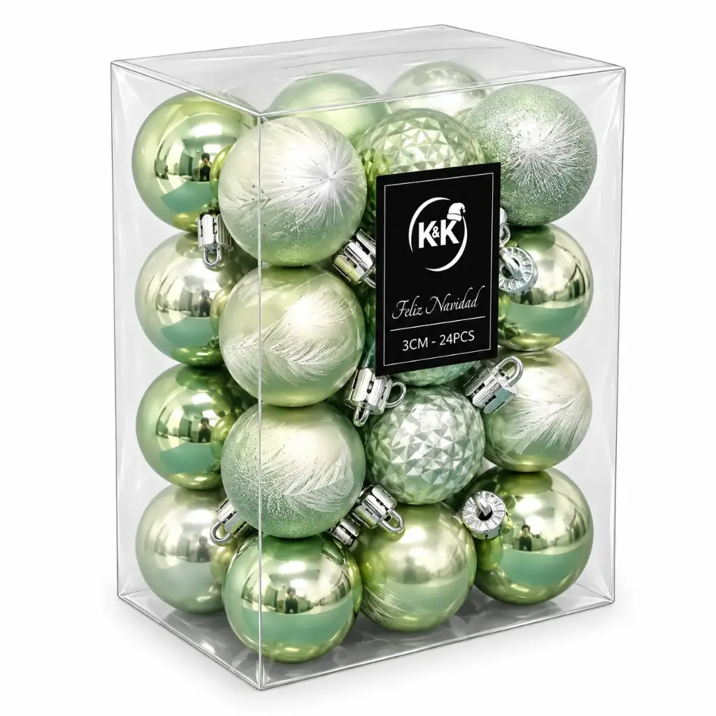 BOLA NAVIDEÑA VERDE 3CM X24 E/ CJ ( SKKM3101 )