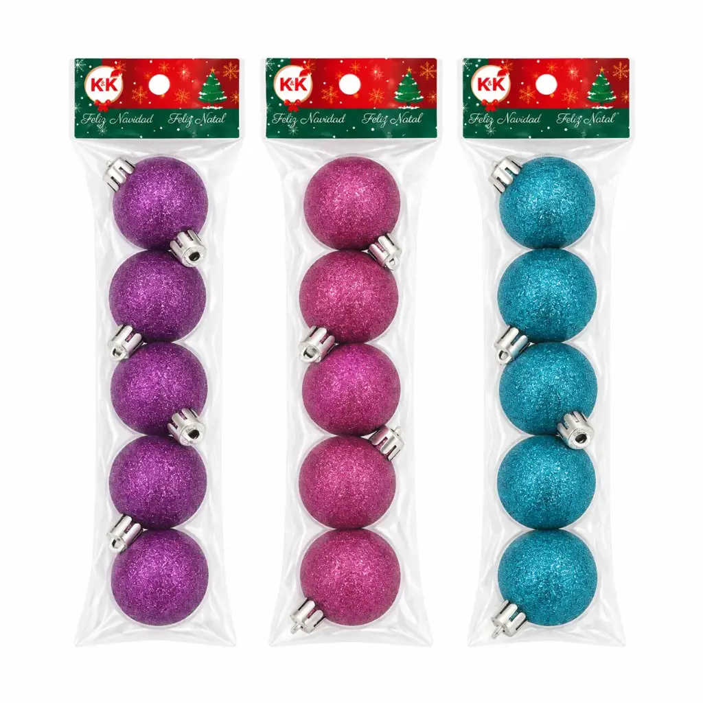 BOLA NAVIDEÑA GLITTER 3CM X5 E/ BO ( N2-3005YF )
