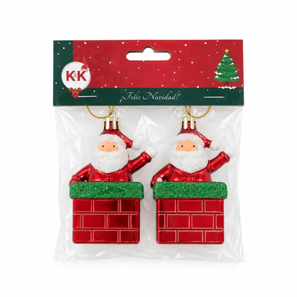 ADORNO NAVIDEÑO PAPA NOEL CHIMENEA 6CM X2 E/ BO ( NS441920 )