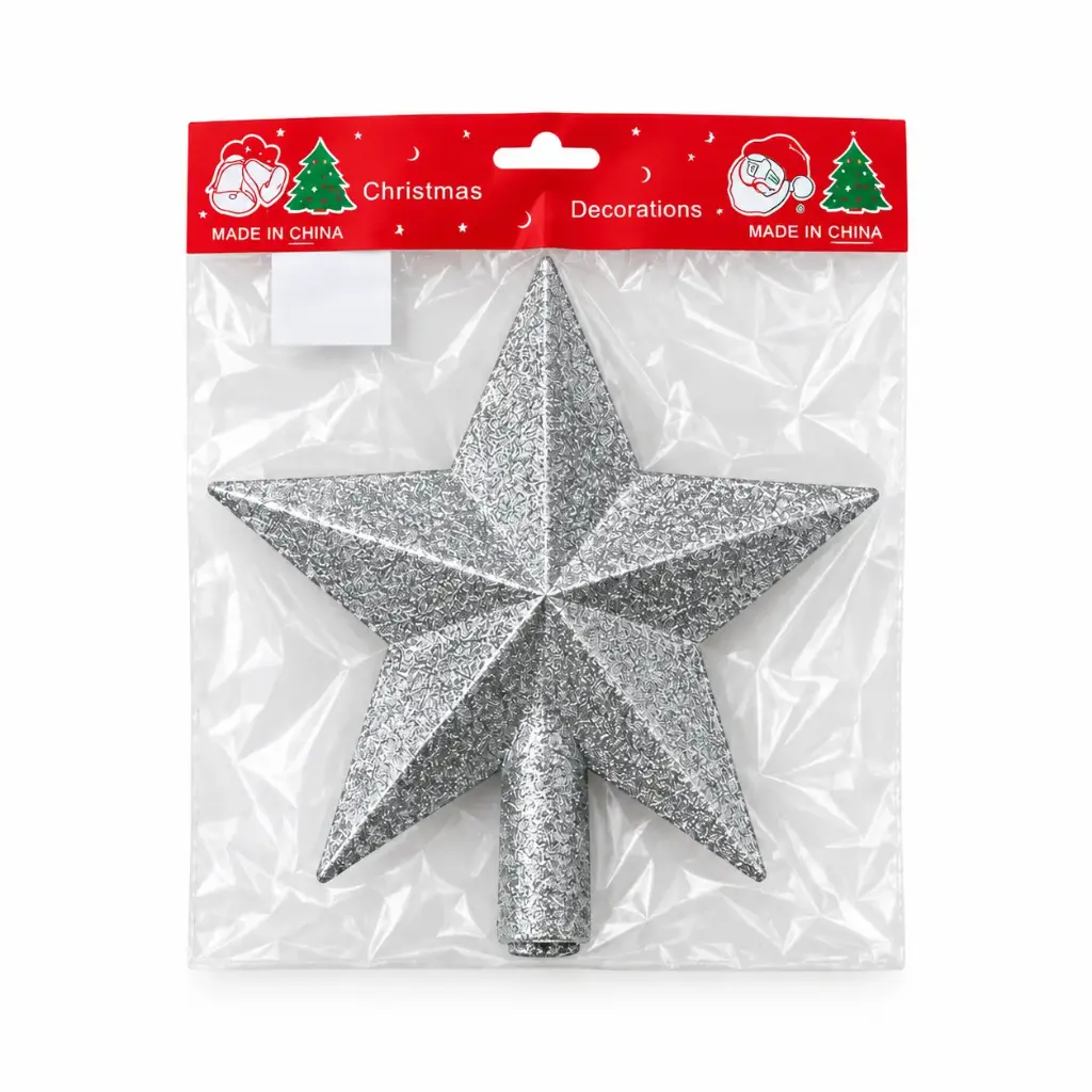 PUNTERO NAVIDEÑO ESTRELLA GLITTER 15CM E/ BO ( NS203290 )