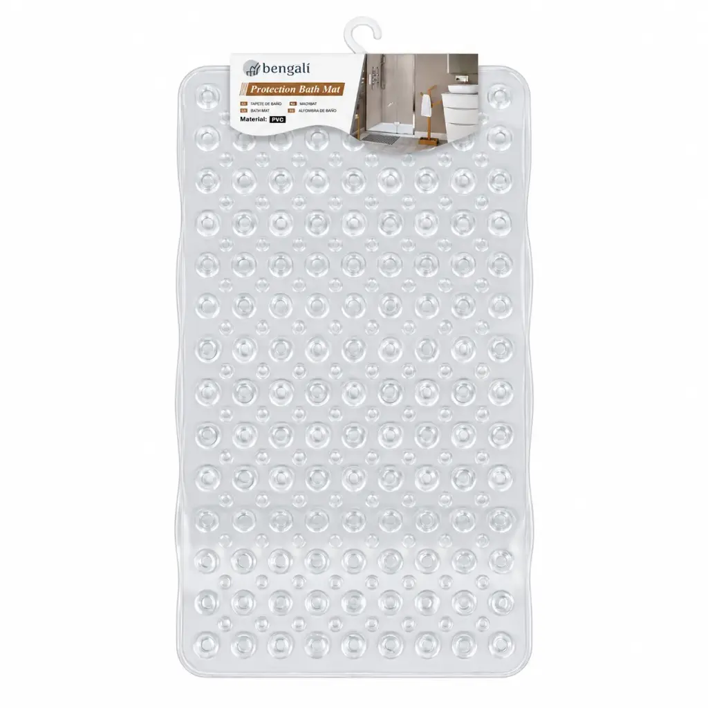 ALFOMBRA DE BAÑO CIRCULOS TRANSPARENTE 37.5 X 69.5CM ( B0600T )