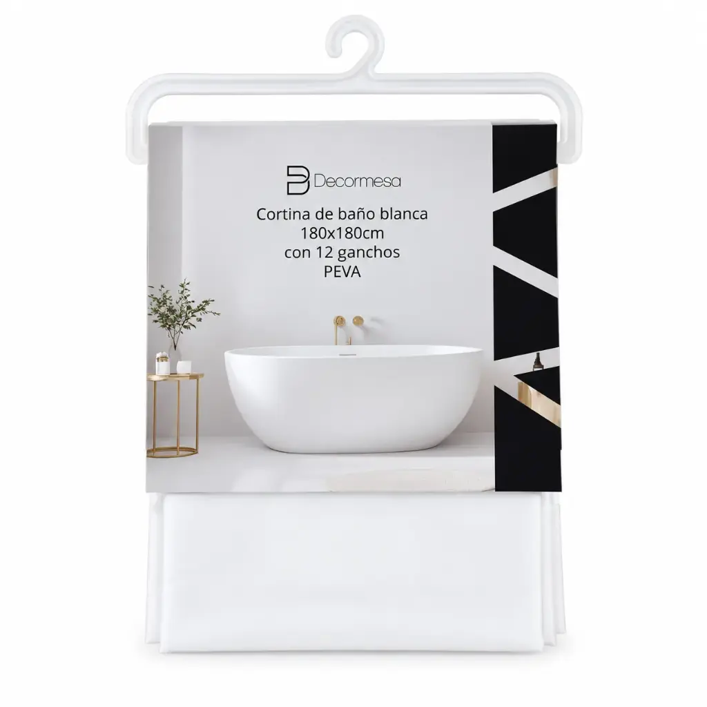 CORTINA DE BAÑO PLASTICA BLANCA 180 X 180CM ( E0094BL )