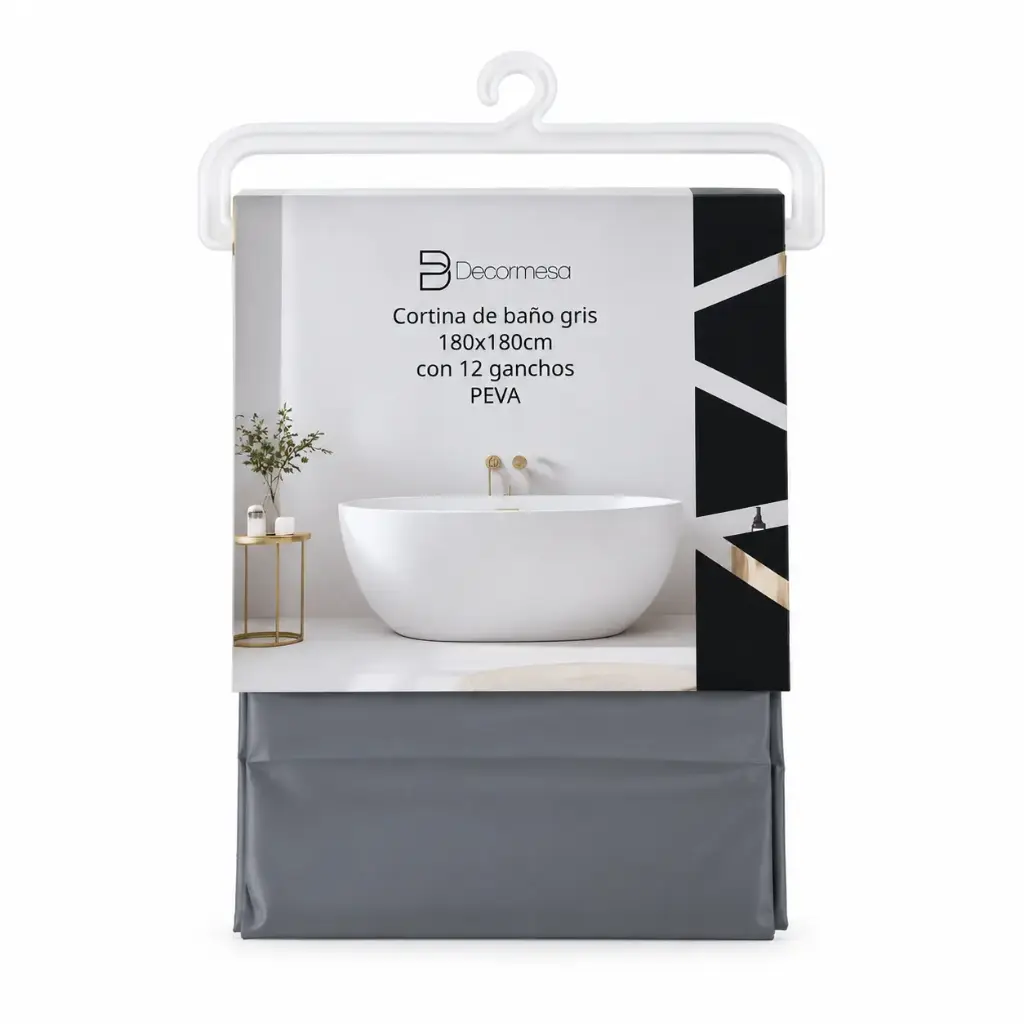 CORTINA DE BAÑO PLASTICA GRIS 180 X 180CM ( E0094G )