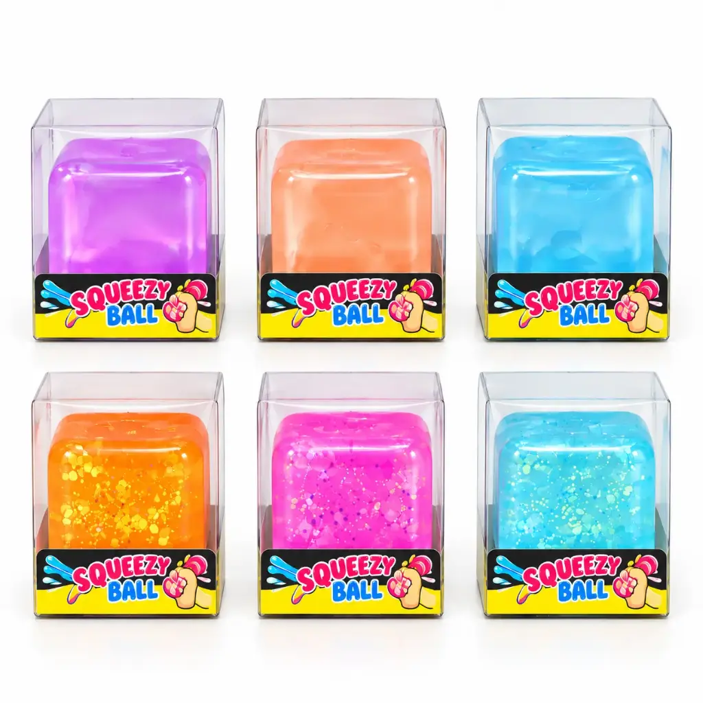 SQUISHY CUBO GEL PASTEL GLITTER E/ CJ ( DA-033 )