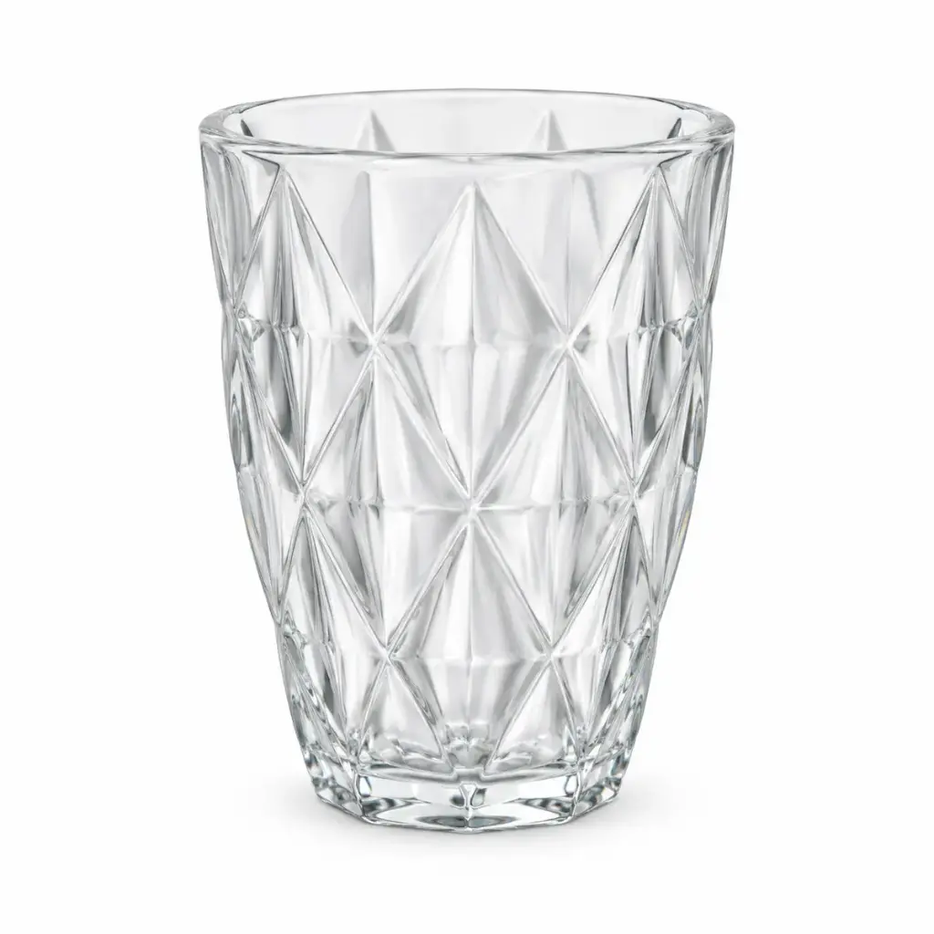 VASO VIDRIO LABRADO ROMBOS 8 X 10CM ( A-71 / DM311 )