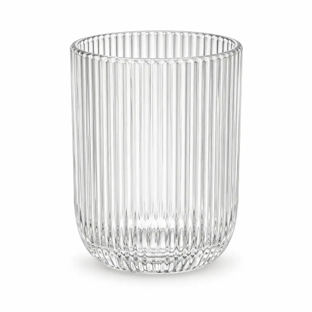 VASO VIDRIO MIL RAYAS 7.5 X 9.5CM ( A-72 / K74095A/B/D )