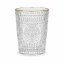 VASO VIDRIO LABRADO SOL C/ BORDE DORADO 8 X 10CM ( A-221 )