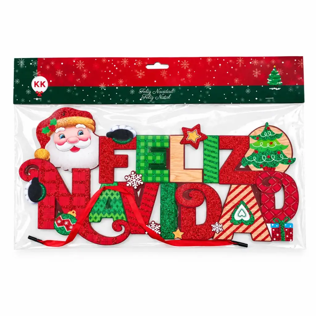 CARTEL NAVIDEÑO TELGOPOR 30 X 13CM E/ BO ( NS368724 )