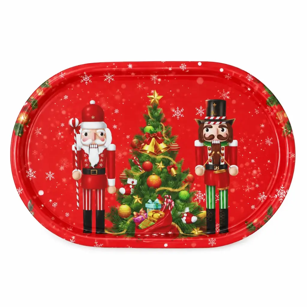 BANDEJA PLASTICA OVAL NAVIDEÑA 36 X 22 X 2CM ( NS413425Z1 )