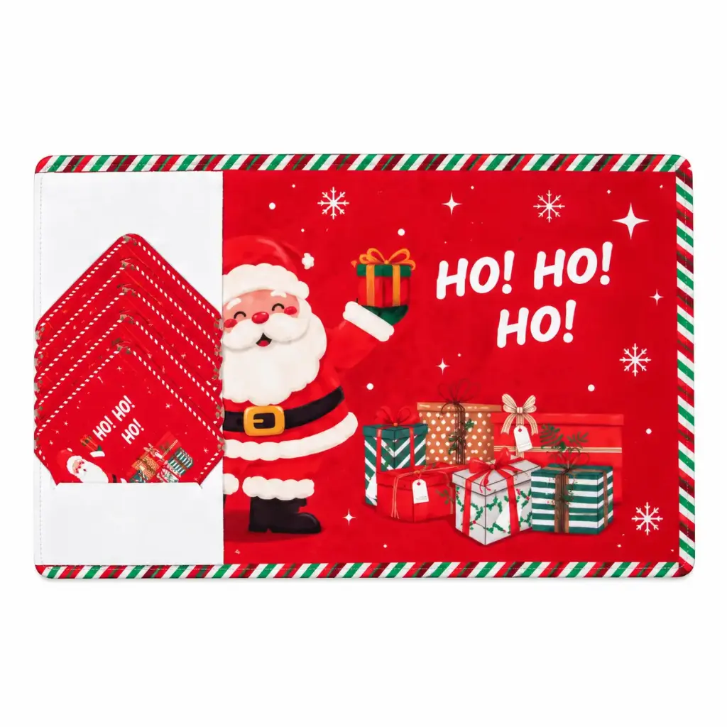 INDIVIDUAL NAVIDEÑO C/ POSA VASOS 27 X 42CM X6 E/ BO ( NS441854 )
