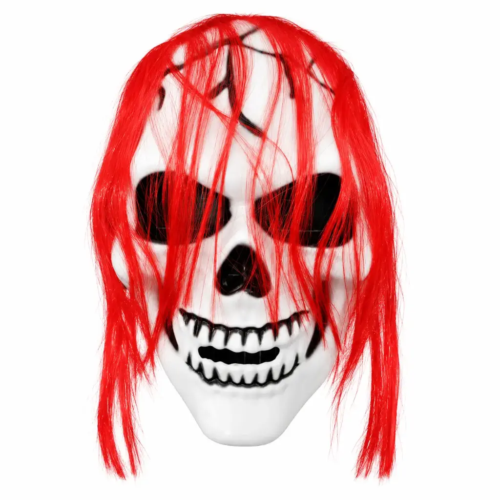 MASCARA PLASTICA CALAVERA C/ PELO HALLOWEEN E/ BO ( YJ0131 )