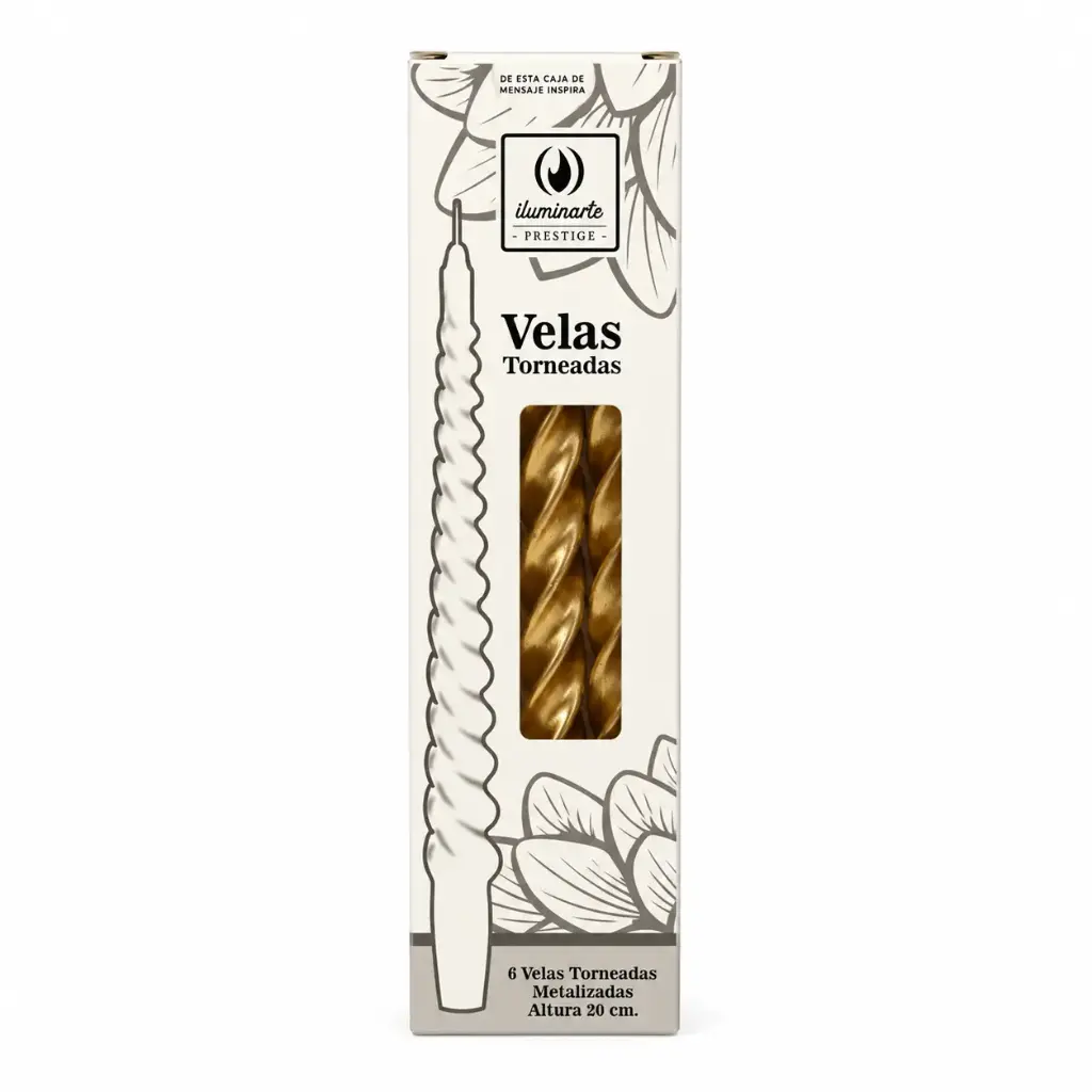 VELA TORNEADA METALIZADA 20CM X6 E/ CJ ( 134Ñ )