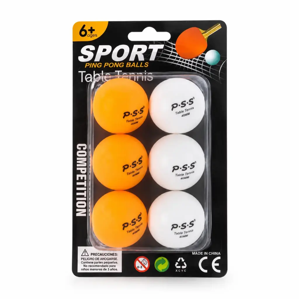 PELOTA DE PING PONG X6 E/ BL ( 652-23 )