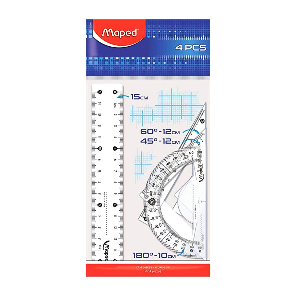 SET DE REGLAS MAPED 15cm x 4pzs e/Bo