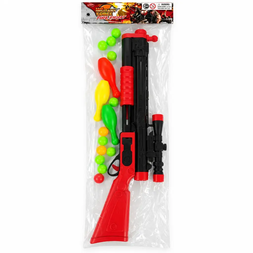 ESCOPETA LANZA PELOTAS C/ ACCESORIOS E/ BO ( 168A-2 )