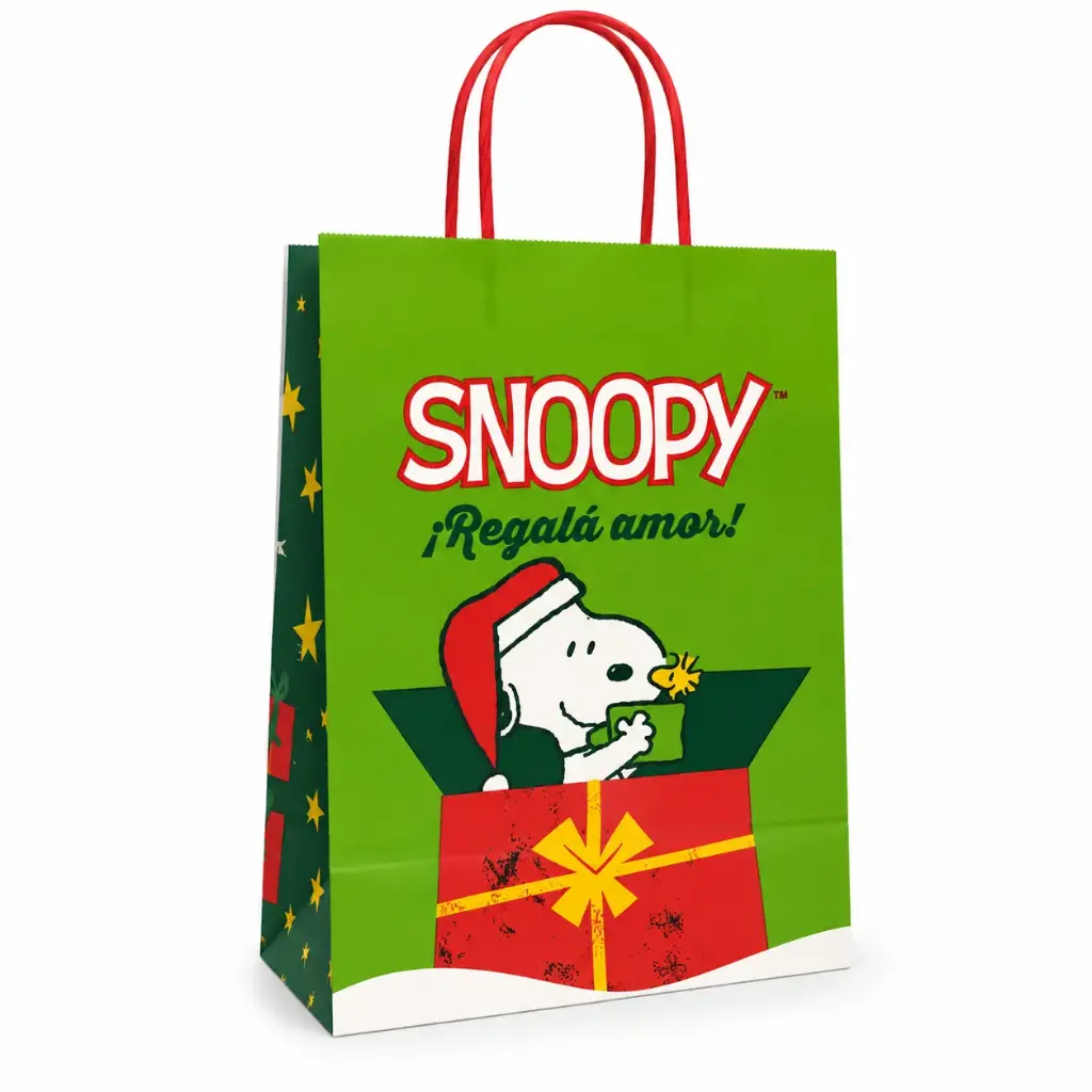 BOLSA P/ REGALO SNOOPY NAVIDAD 22 X 10 X 30CM ( BF221030SN )