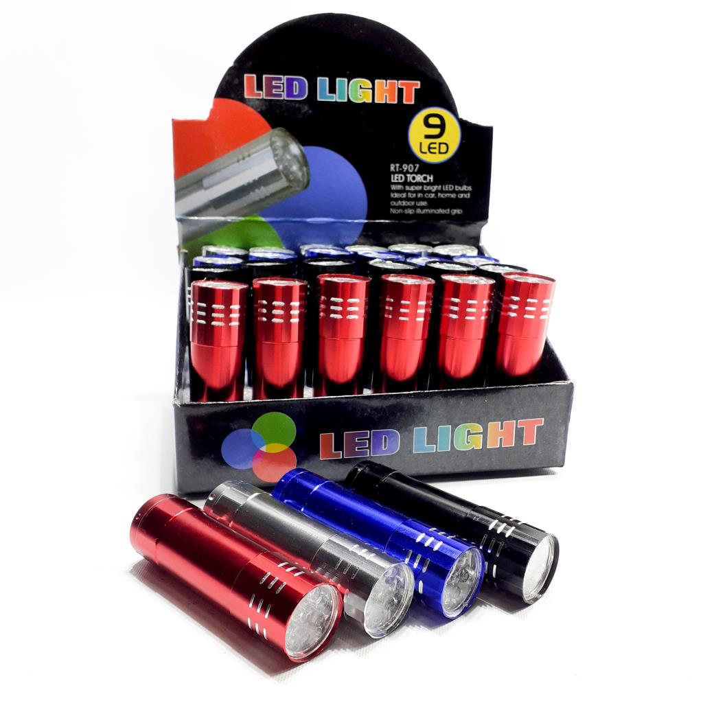 LINTERNA 9 LED METAL COLOR