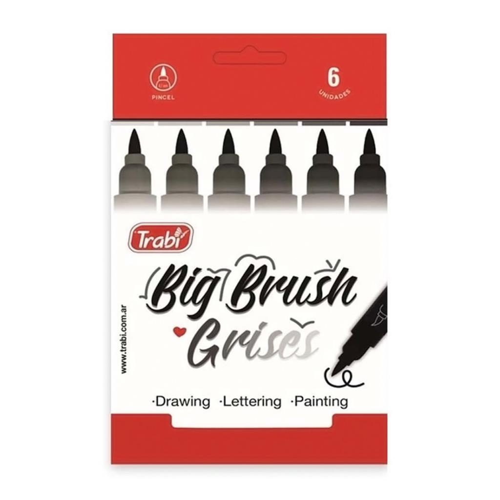 MARCADOR TRABI BIG BRUSH GRISES X6 E/CJ ( EN-71 )