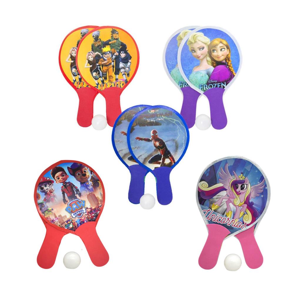 PALETA PING PONG PERSONAJE X2 C/PELOTA E/ BO