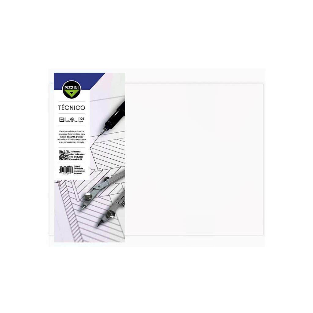 PAPEL DE DIBUJO PIZZINI A3 106GRS X 10HJS ( PA106BX10 )