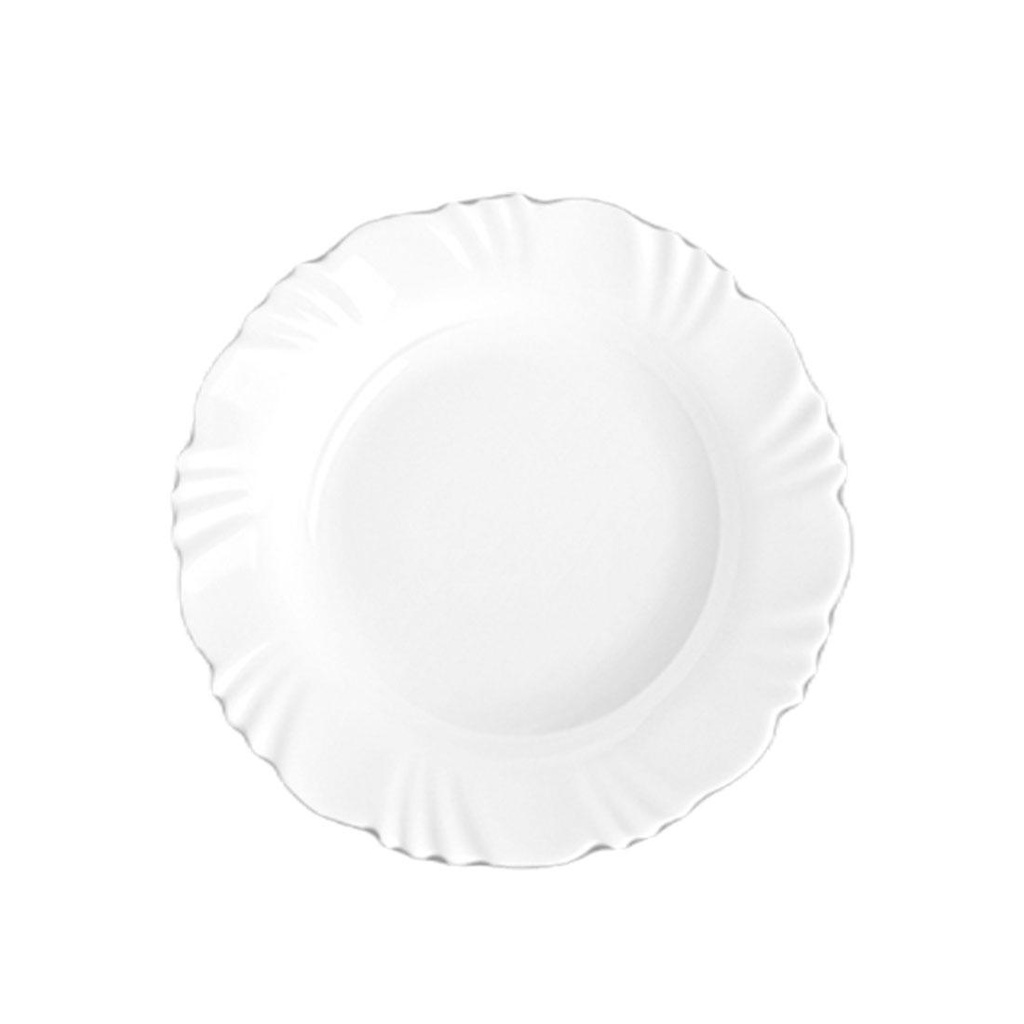 PLATO HONDO VIDRIO BLANCO PETALA 23CM ( 584402 )
