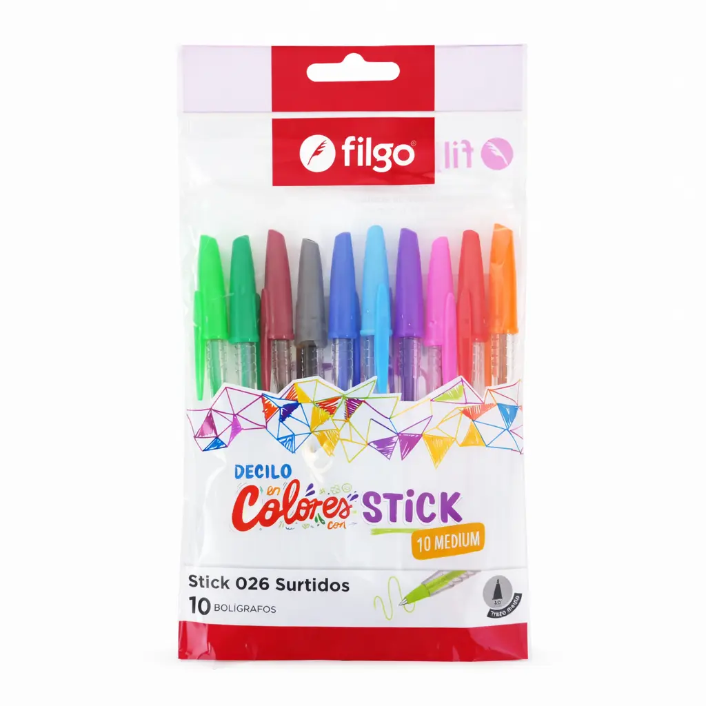 LAPICERAS FILGO STICK 026 1.0MM COLORES X10 E/BO ( SK10-F10-SUR )