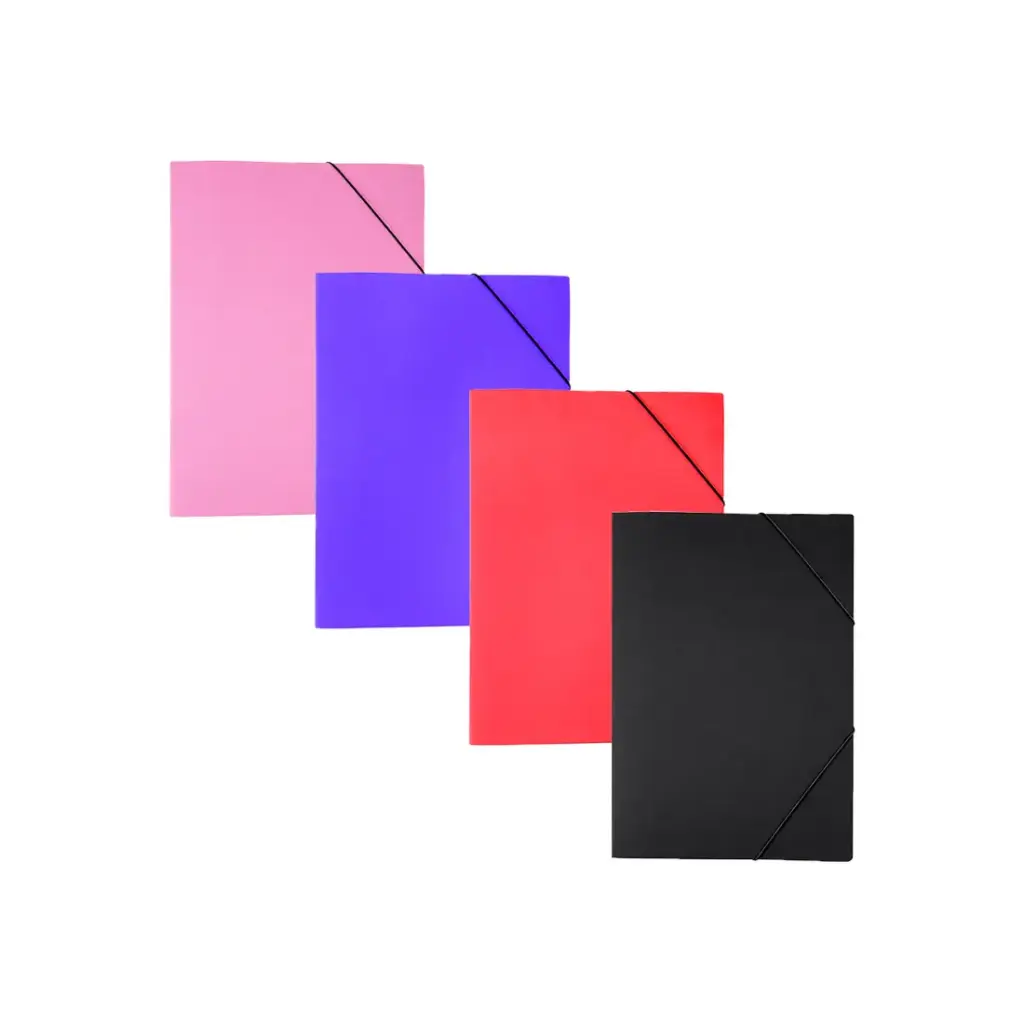 CARPETA 3 SOLAPAS CARTULINA COLOR C/ ELASTICO OFICIO