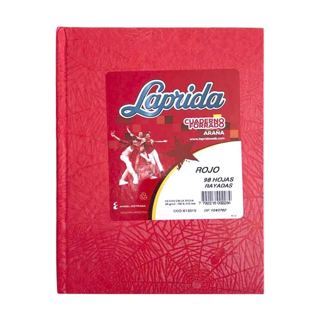 CUADERNO LAPRIDA T/ DURA ARAÑA x 98HJS RAYAD ROJO