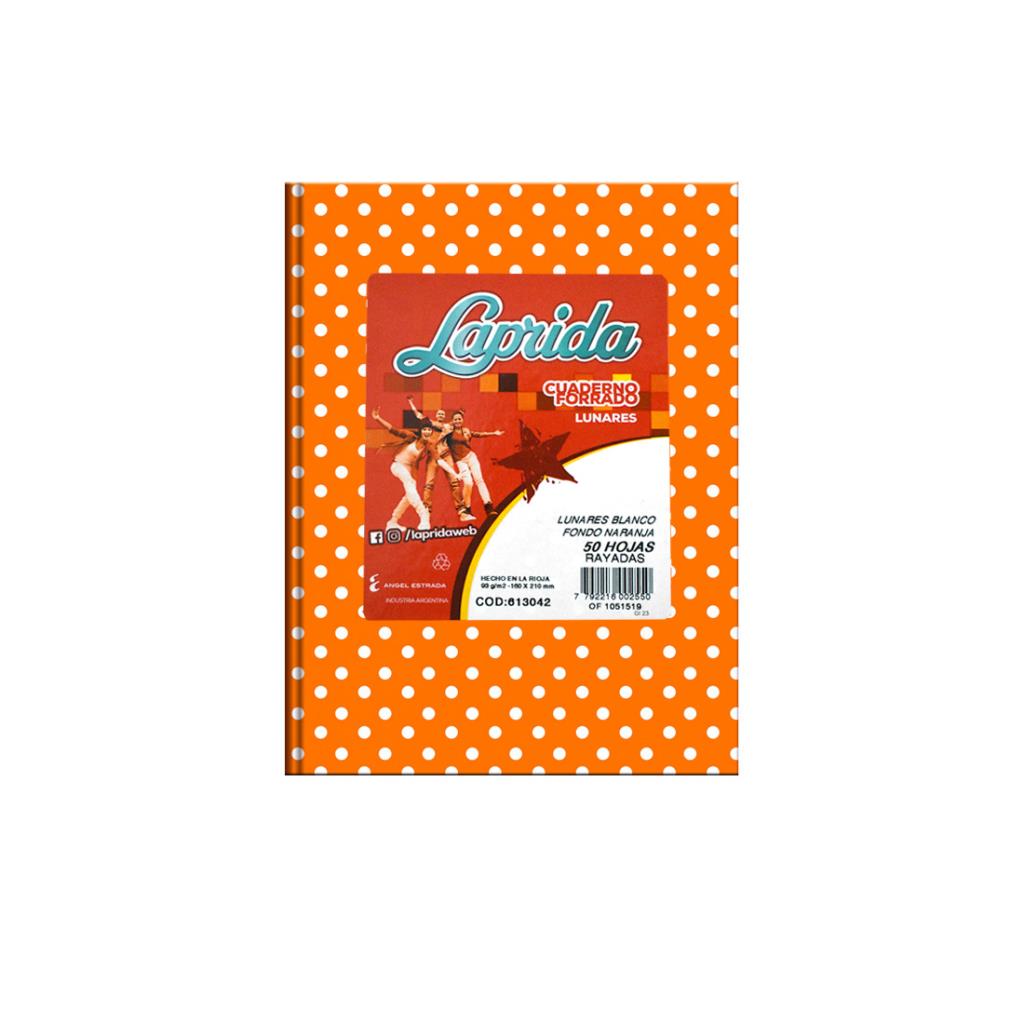 *CUADERNO LAPRIDA T/ DURA LUNARES X50HJS RAYAD NARANJA