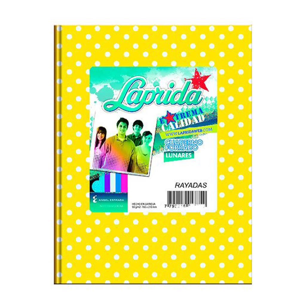 *CUADERNO LAPRIDA T/ DURA LUNARES x 50HJS RAYAD AMARILLO
