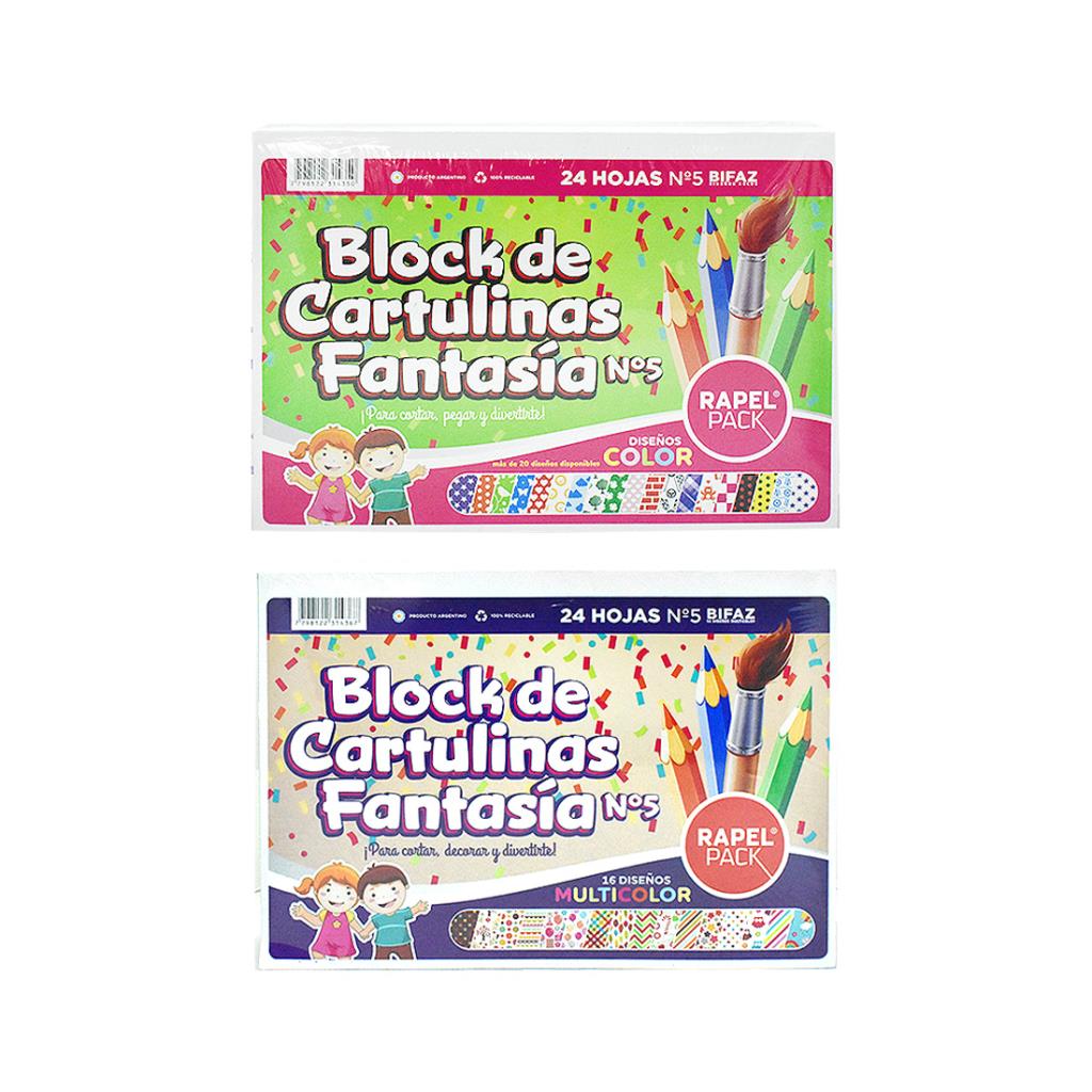 BLOCK DE CARTULINA FANTASIA N°5 x24hjs