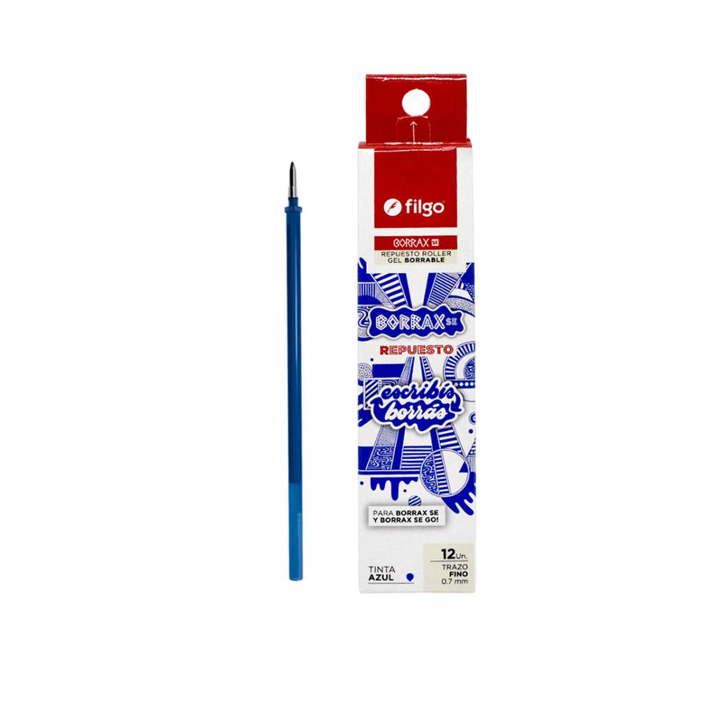 REPUESTO ROLLER GEL BORRABLE 0.7MM AZUL BORRAX FILGO ( C12-003 )