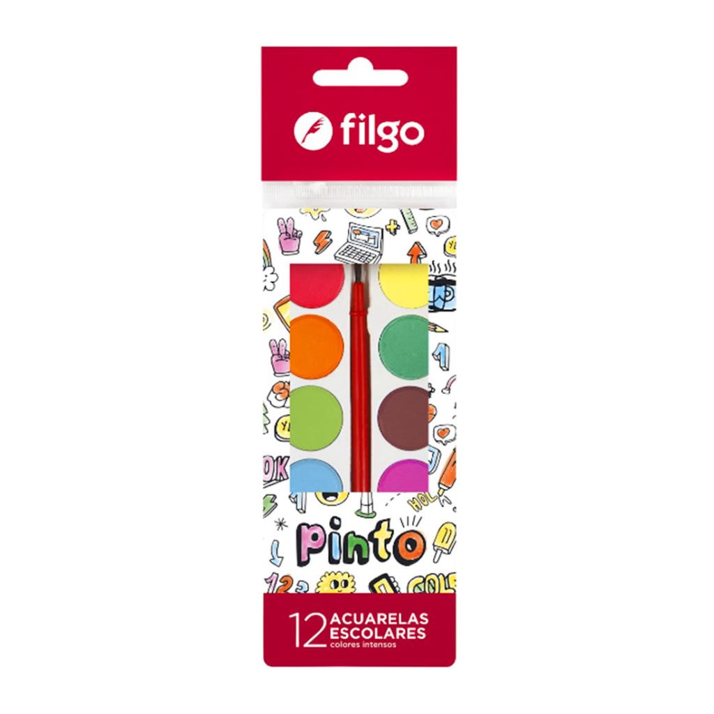 ACUARELAS ESCOLARES FILGO x12 e/Bo ( AC-E12-SUR )