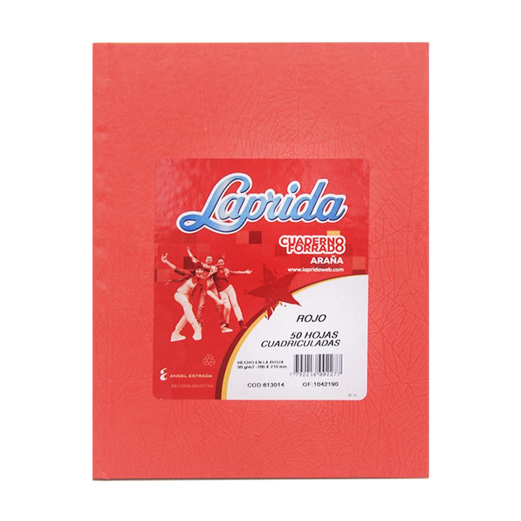 *CUADERNO LAPRIDA T/ DURA ARAÑA x 50HJS CUADRICULADO ROJO