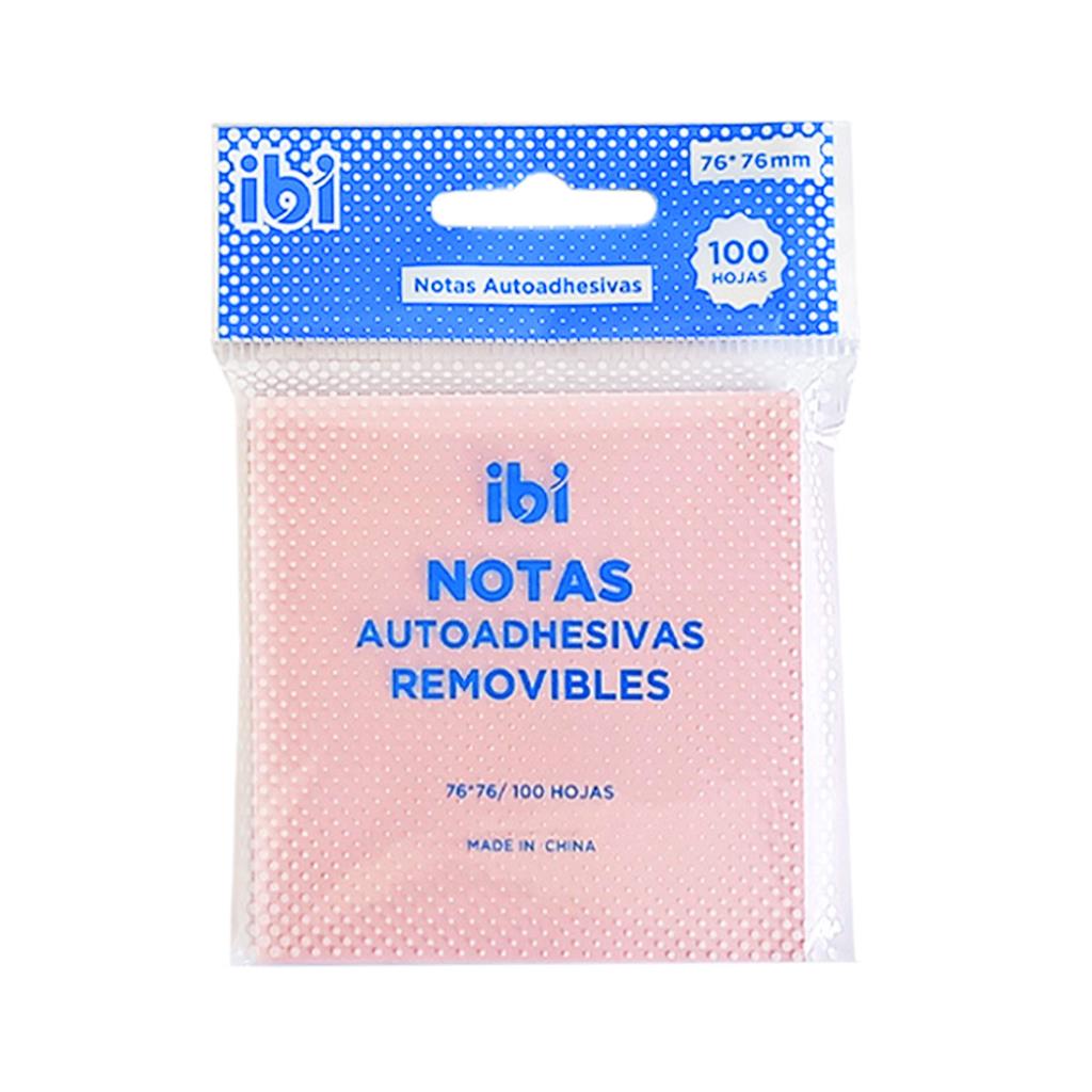 NOTAS ADHESIVAS IBI ROSA PASTEL 76X76MM X100HJS ( 21148 )