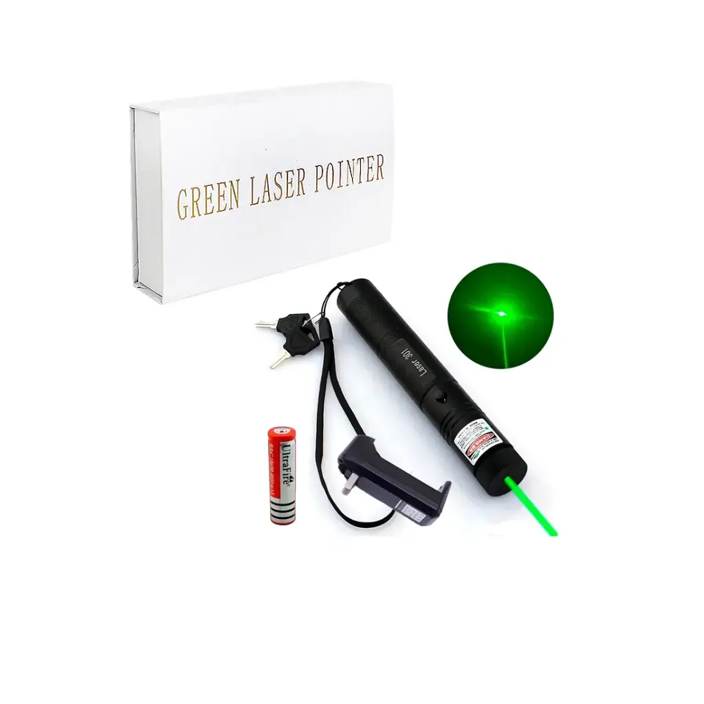 PUNTERO LASER RECARGABLE C/BATERIA + CARGADOR + LLAVES E/ CJ ( 303S )