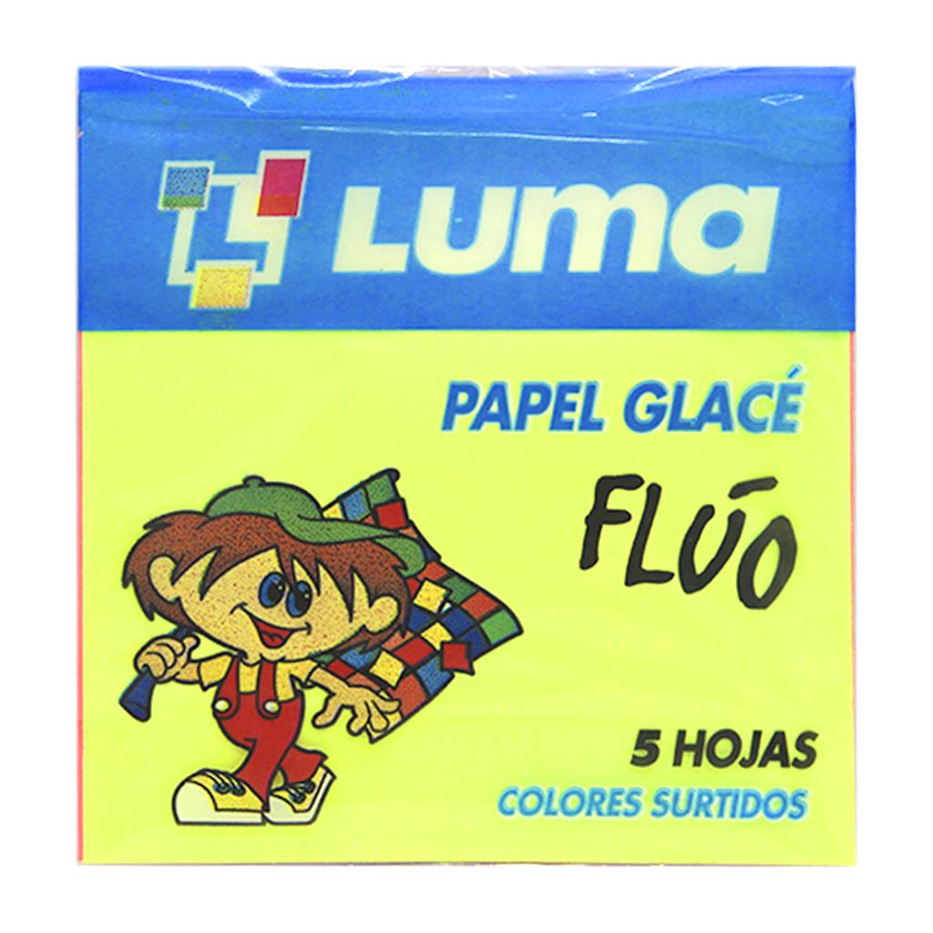 PAPEL GLACE FLUO LUMA 10 x 10cm x5hjs e/Bo