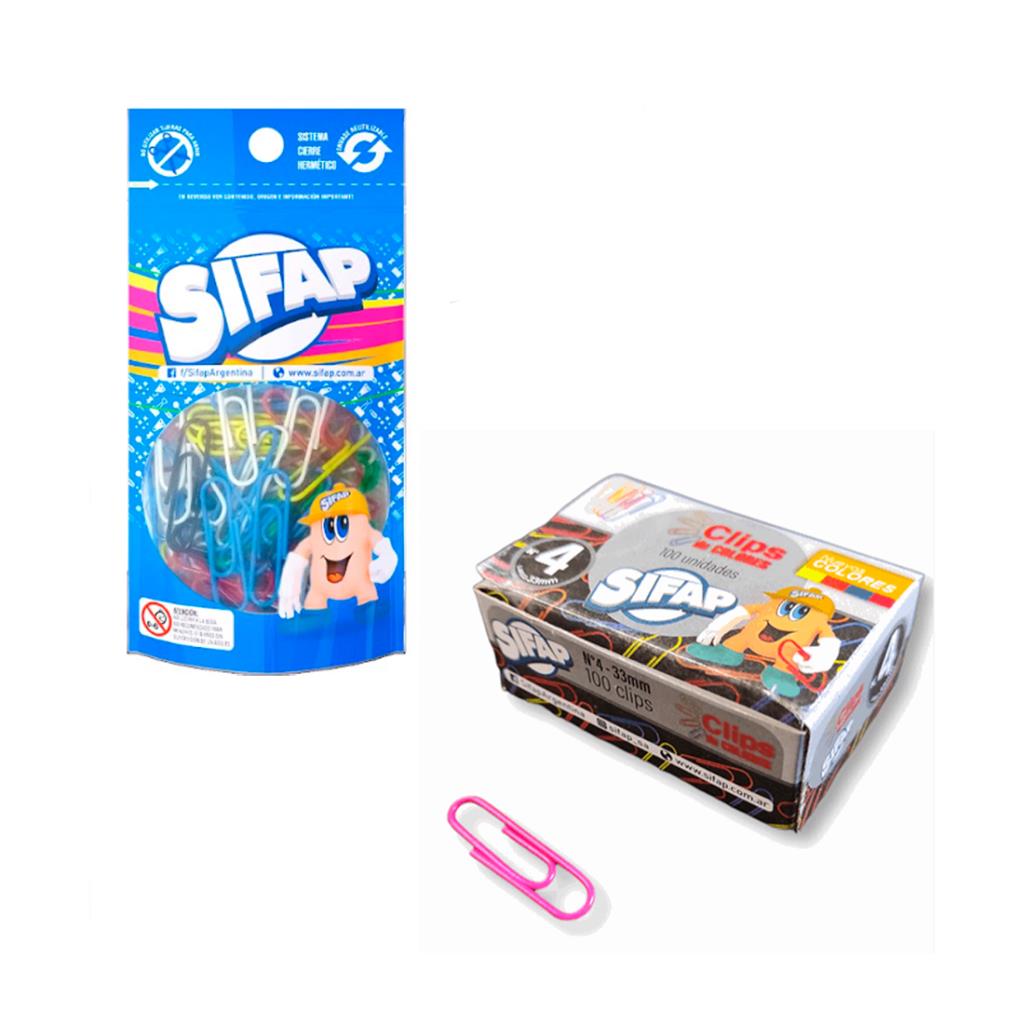 CLIP SIFAP N°4 FORRADOS COLORES 33MM X100 E/CJ