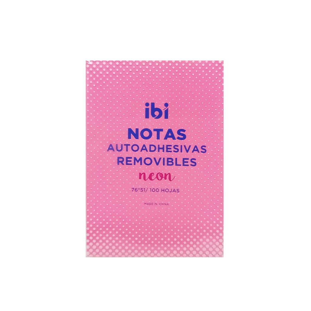 NOTAS ADHESIVAS IBI ROSA NEON 76 X 51MM X 100HJS ( 65066)