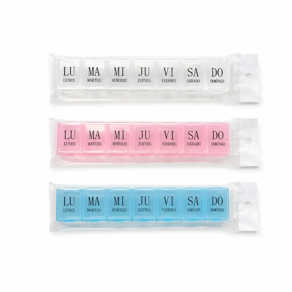 PASTILLERO SEMANAL 7 COMPARTIMIENTOS PLASTICO E/ BO ( CN20661 )