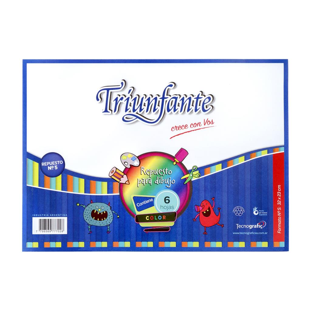 REPUESTO DIBUJO TRIUNFANTE N°5 COLOR X6 HJS E/BO