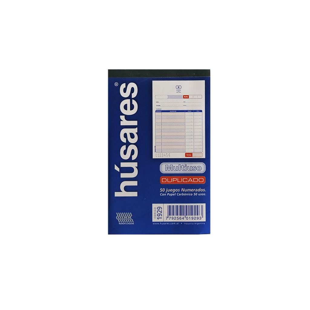 TALONARIO MULTIUSO C/ DUPLICADO HUSARES X 50 ( 1929 )