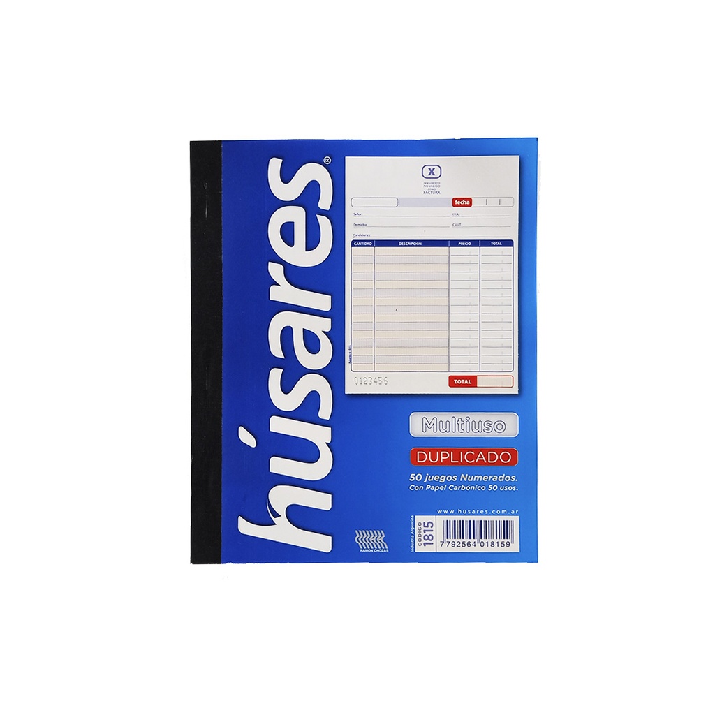 TALONARIO MULTSIUSO C/ DUPLICADO HUSARES x50 ( 1815 )